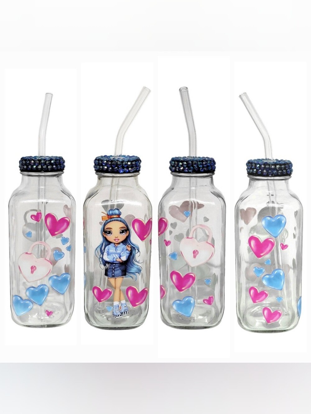 Rainbow High Willow Fashion Girls Dolls Glass Bottle Tumbler 16oz Blue Pink